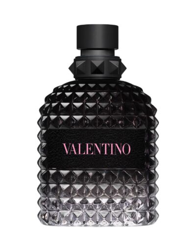 Valentino Uomo Born In Roma Eau de Toilette 100 ml must rombikujuline pudel roosa kirjaga