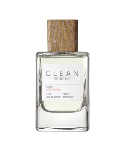 Clean Reserve Radiant Nectar Eau de Parfum 100 ml, skaidrus buteliukas su medinio rašto dangteliu