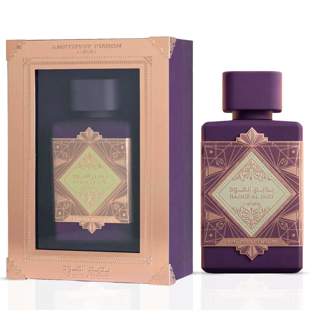 Lattafa Badee Al Oud Amethyst Fusion EDP 100 ml lilla parfüümipudel