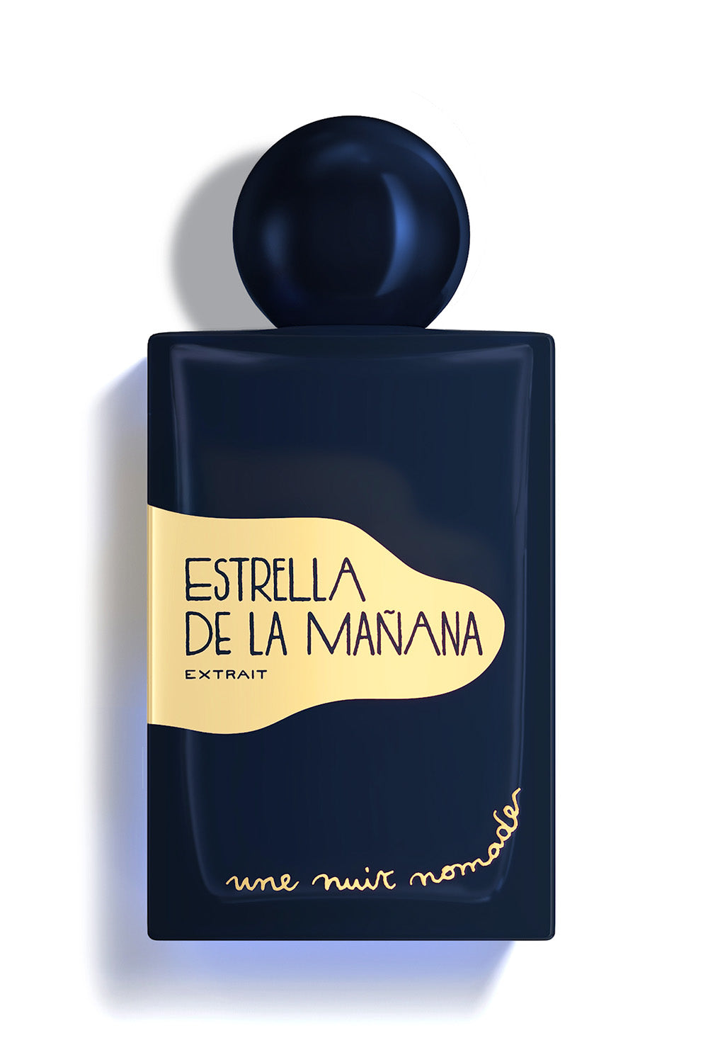 Une Nuit Nomade Estrella De La Mañana Extrait de Parfum 50 ml tamsiai mėlynas buteliukas ant balto fono