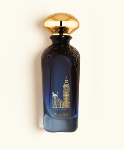 Widian London Eau de Parfum 100 ml mėlynas buteliukas su Big Beno siluetu ir auksiniu dangteliu