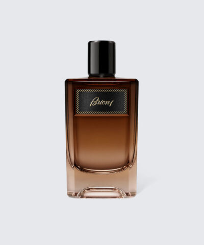 Brioni Eau de Parfum Suave 60 ml, rusvo gintarinio stiklo buteliukas su juoda audinio etikete
