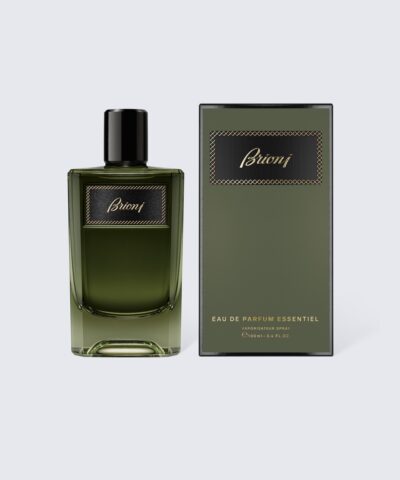 Brioni Eau de Parfum Essentiel 100 ml, alyvuogių žalio stiklo buteliukas su dėžute