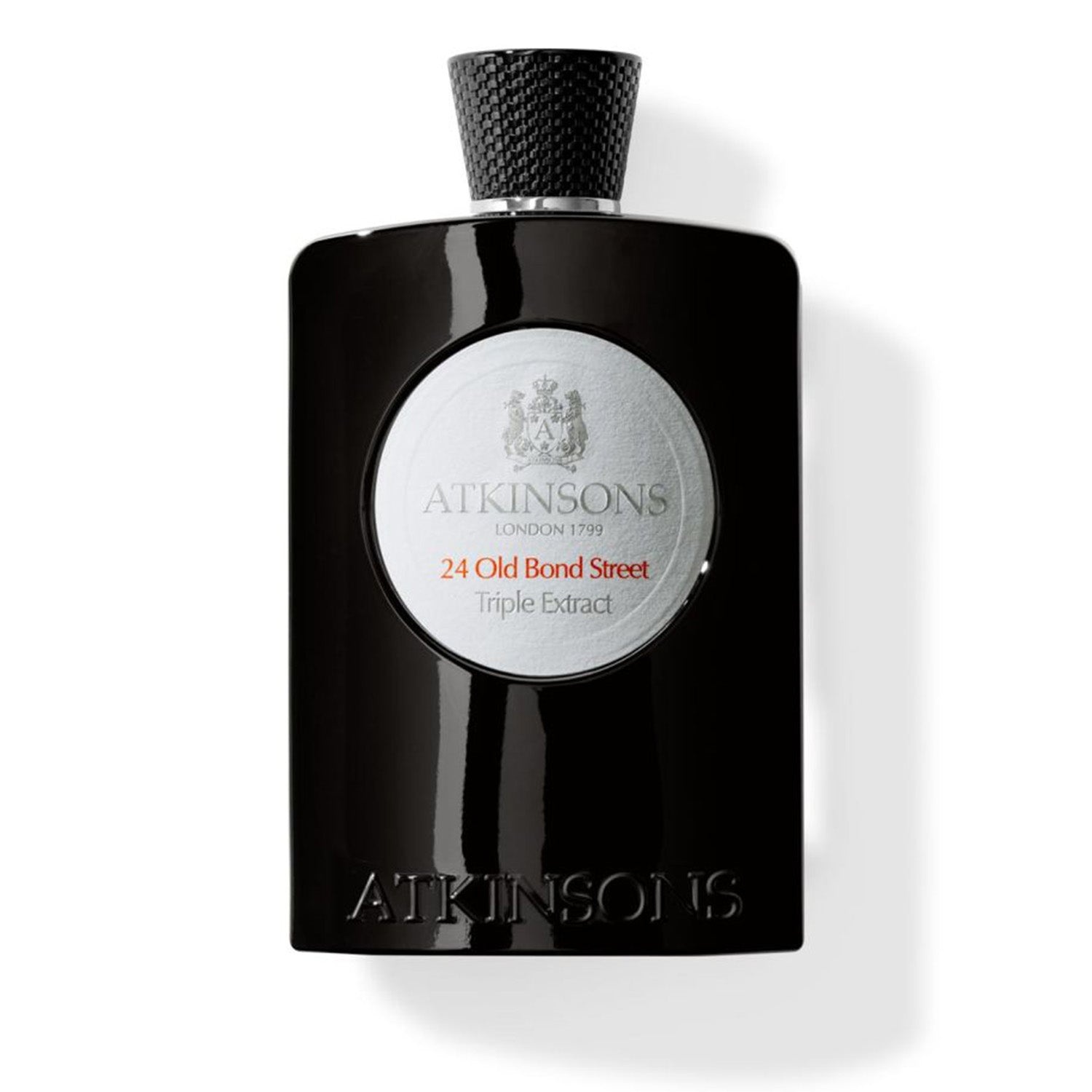 Atkinsons 24 Old Bond Street Triple Extract Eau de Cologne 100 ml, juodas buteliukas su sidabrine apvalia etikete