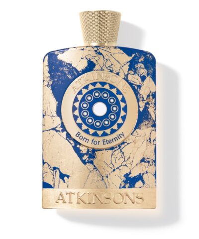 Atkinsons Born for Eternity Parfum Intense 100 ml, mėlynas buteliukas su aukso lapelio raštu ir egiptietišku medalionu