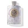 Atkinsons Platinum Blend Parfum Intense 100 ml, sidabrinis buteliukas su skilinėjusia danga ir auksiniu mozaikiniu medalionu