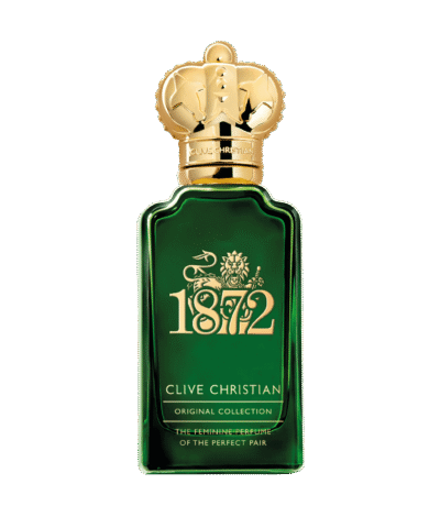 Clive Christian 1872 Feminine Eau de Parfum 50 ml, žalio stiklo buteliukas su auksiniu karūnos kamšteliu