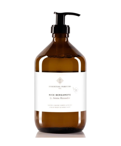 Essential Parfums Nice Bergamote skystas muilas 500 ml rudo stiklo buteliukas su pompa