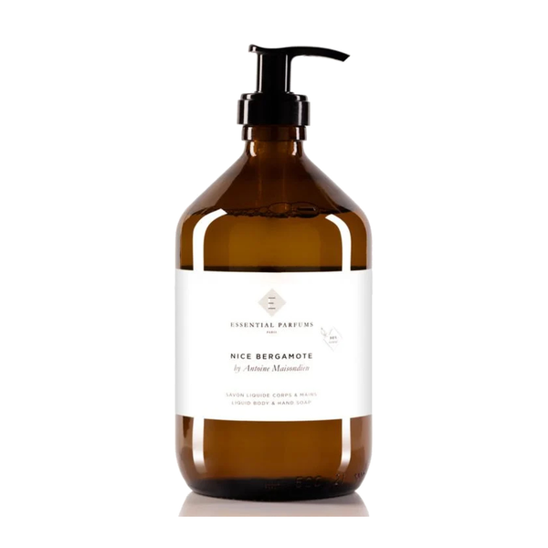 Essential Parfums Nice Bergamote skystas muilas 500 ml rudo stiklo buteliukas su pompa