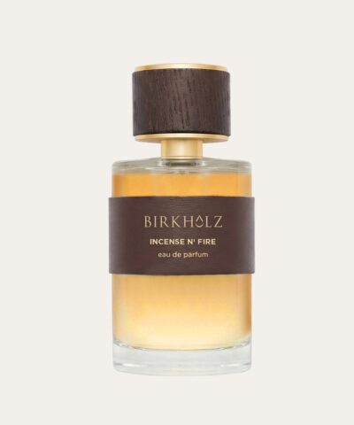 Birkholz Incense N' Fire Eau de Parfum 100 ml, cilindrinis skaidrus buteliukas su tamsaus medžio dangteliu