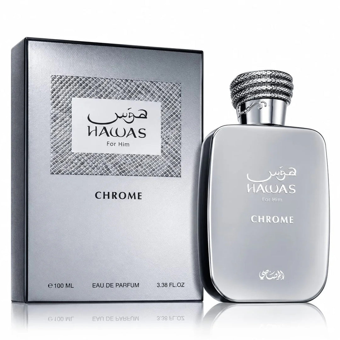 Rasasi Hawas Chrome EDP 100 ml hõbedane parfüümipudel