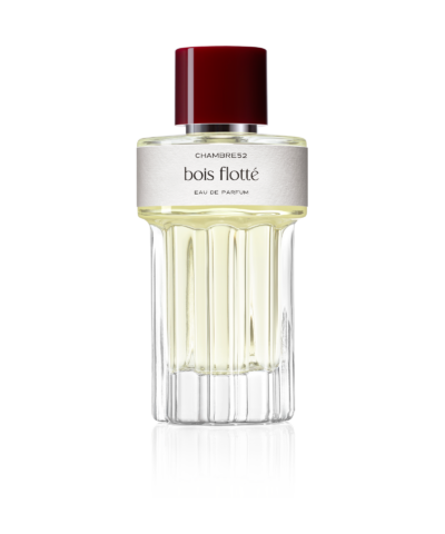 Chambre52 Bois Flotté Eau de Parfum 100 ml, briaunuotas stiklo buteliukas su tamsiai raudonu dangteliu
