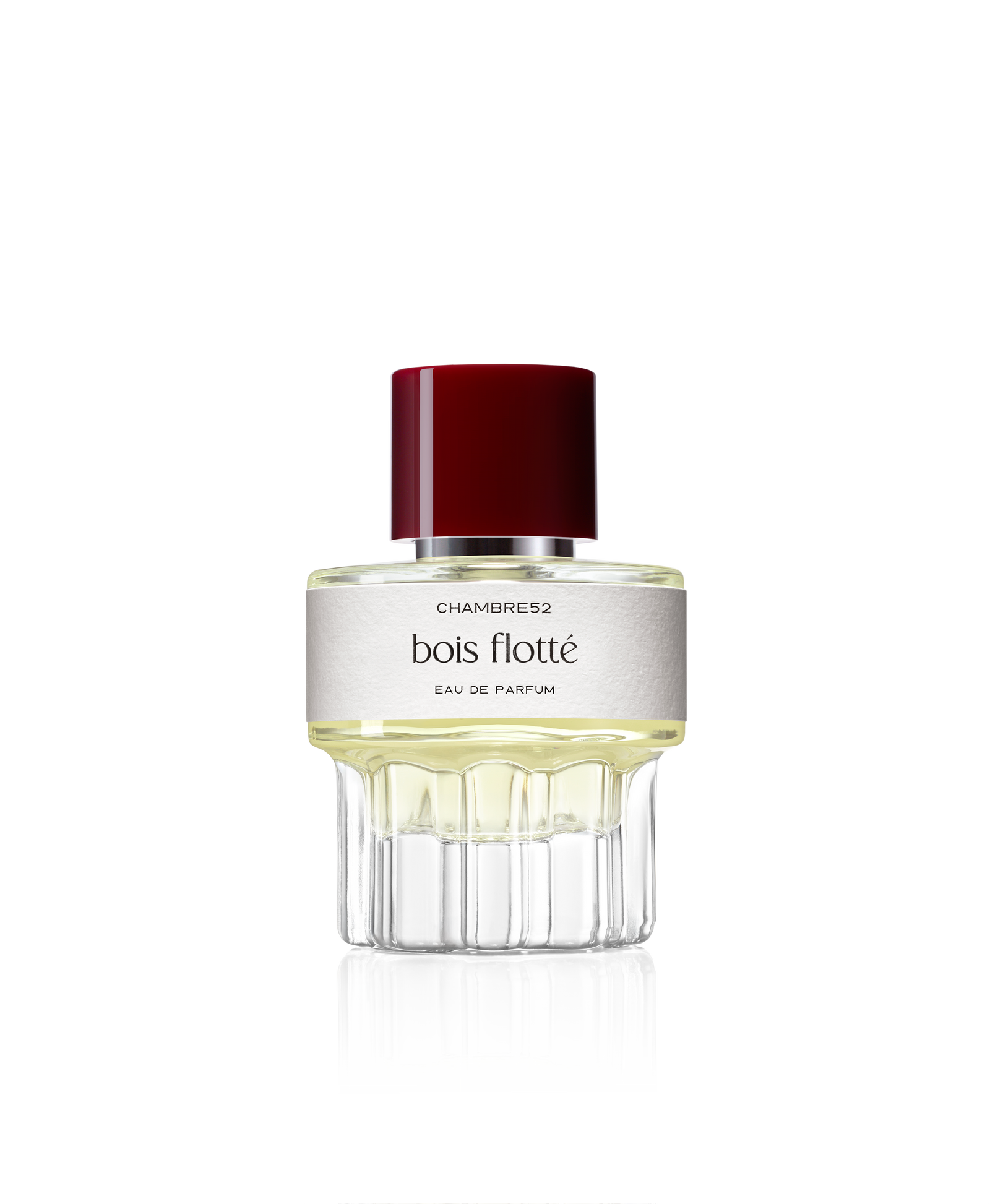 Chambre52 Bois Flotté Eau de Parfum 52 ml, briaunuotas stiklo buteliukas su tamsiai raudonu dangteliu
