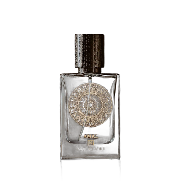 Eau de Moe AMAL Eau de Parfum 80 ml läbipaistev pudel kuldse ornamendiga