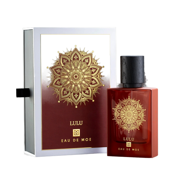 Eau de Moe LULU Eau de Parfum 80 ml raudonas buteliukas su bordo dėžute