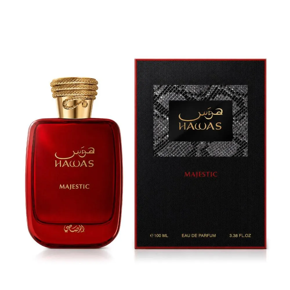 Rasasi Hawas Majestic EDP 100 ml punane pudel kuldse korgiga