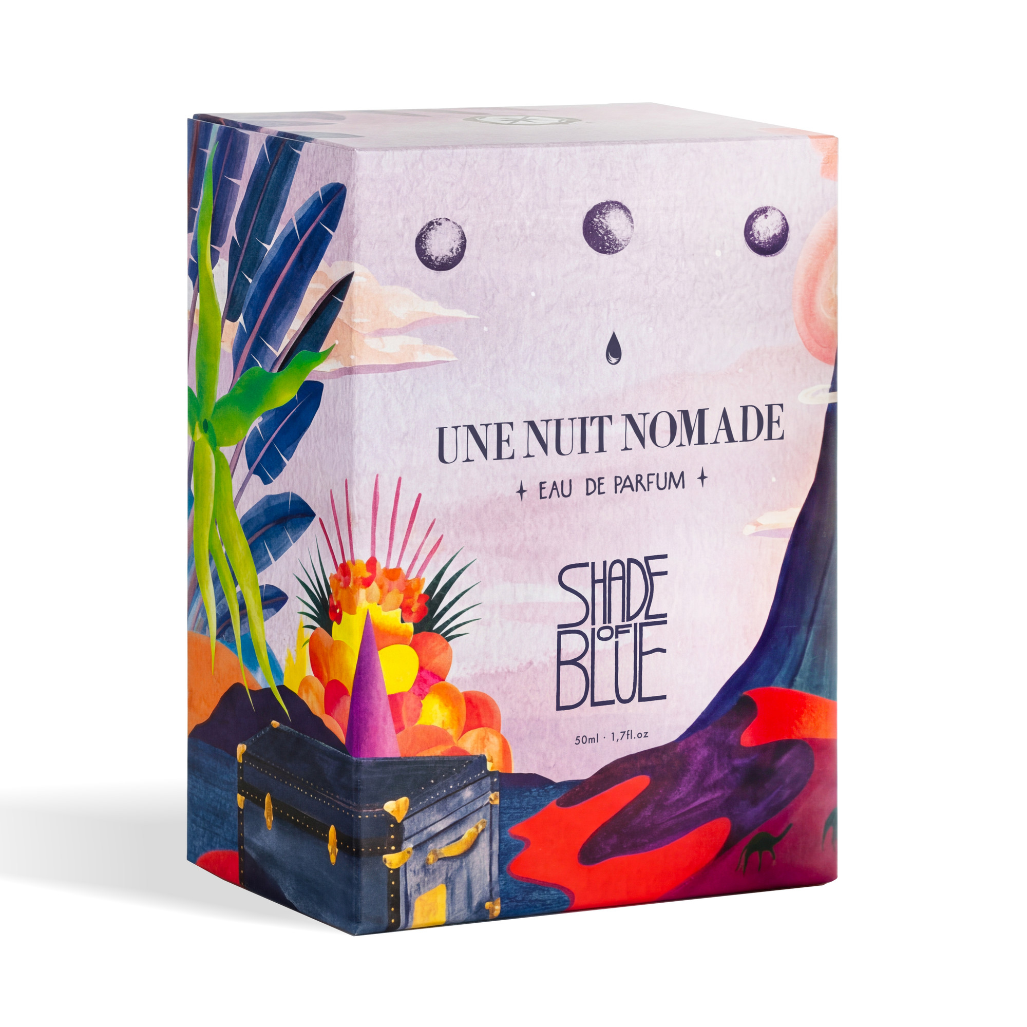 Une Nuit Nomade Shade of Blue Eau de Parfum 50 ml spalvinga iliustruota dėžutė