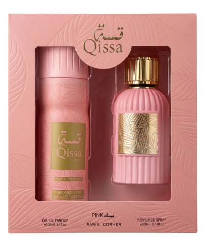 Komplekt Paris Corner: Qissa Pink EDP Naistele 100 ml + Qissa Pink Deodorant spray Naistele 200 ml