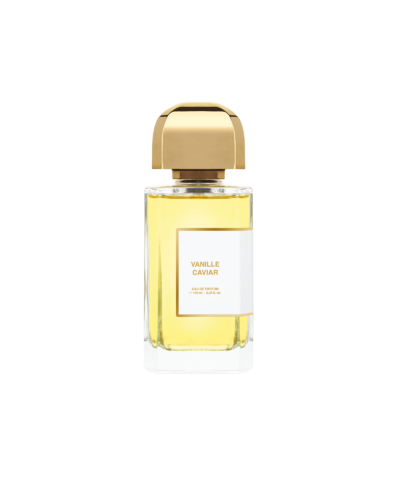BDK Parfums Vanille Caviar Eau de Parfum 100 ml, skaidrus buteliukas su gelsvu skysčiu ir auksine kepurėle