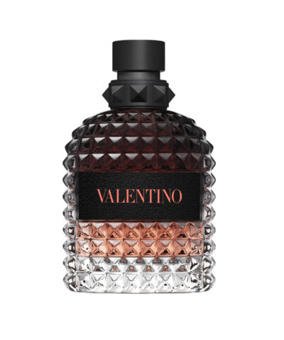 Valentino Uomo Born In Roma Coral Fantasy Eau de Toilette 100 ml korallivärvi rombikujuline pudel